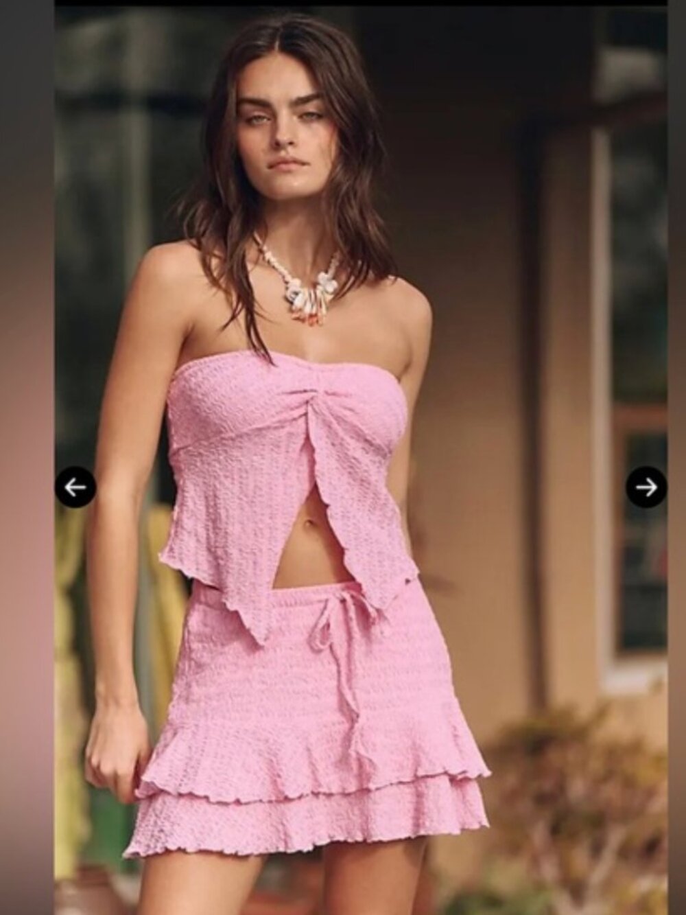 NEW free people X Free Est Winnie skirt set Pink Strapless Asymmetric Top Skirt
